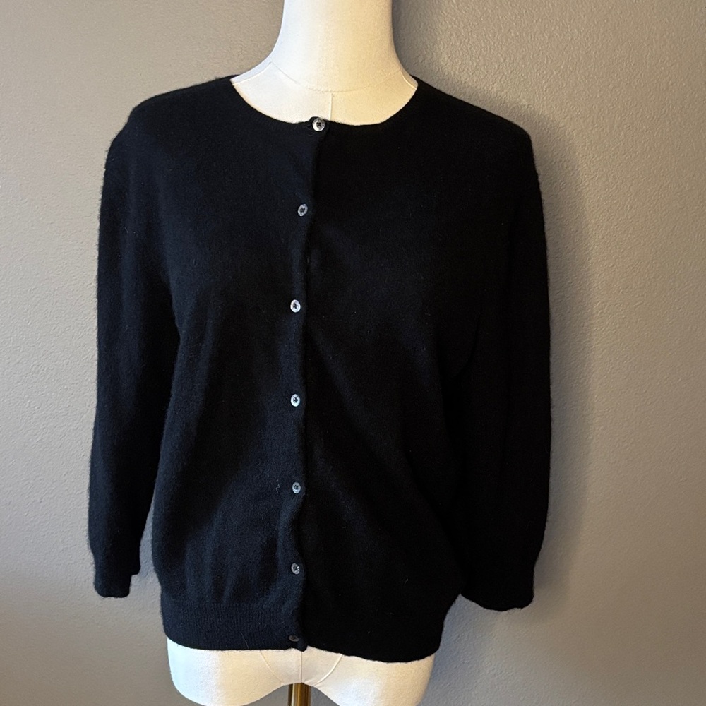 Lauren Ralph Lauren 100% Cashmere Black Cardigan Petite Large